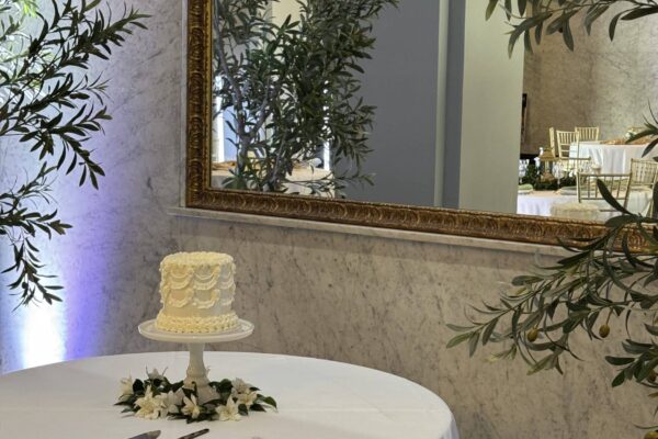 Elegant vintage style cake in the ballroom